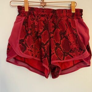 Lululemon athletica Red Snake-Print Athletic Shorts